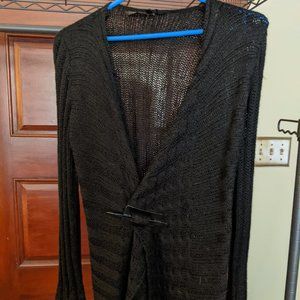 Fitted Black Cotton Sweater/Jacket